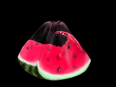 Juicy glass watermelon in 2D graphic design