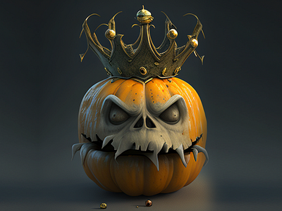 Scary crowned pumpkin 3d design graphic design illustration vector