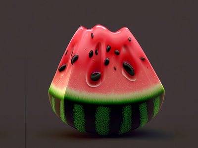 Juicy slice of watermelon 3d casual design graphic design illustration vector