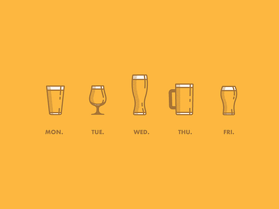Long Week. beer beer glass beer mug calendar flat design glass halftone mug pint