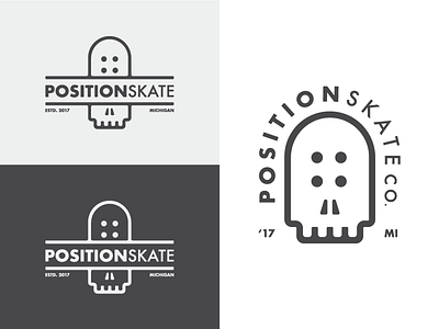 Position Skate Co. badge brand identity branding logo skateboard skeleton skull