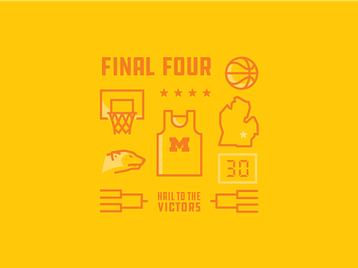 Hail basketball final four icon march madness michigan minimal thick lines um wolverines