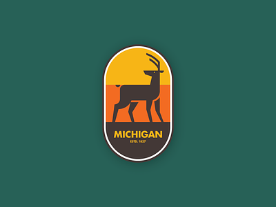 Deer Sticker v2. animal badge buck deer flat design michigan minimal patch sticker vector