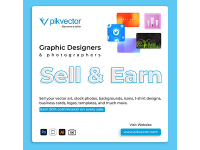 Opportunity for Graphic Designers & Photographers to earn money branding design designing earn money graphic design illustration logo photographers photography pikvector sell designs sell my art sell photos sellandearn typography vector
