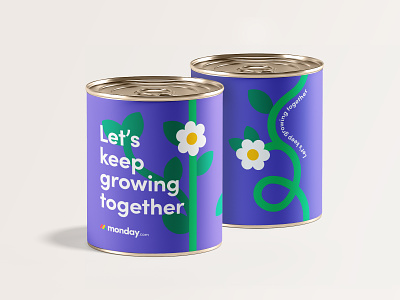 'We are growing' swag branding can design flower grow package plant seed spring swag tin can together typography