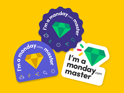 monday.com master stickers branding design diamond icons illustraion stickers vactor