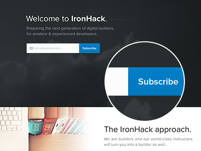 IronHack Landing Page button clean elegant flat landing page mail newsletter simple startup teaser ui web