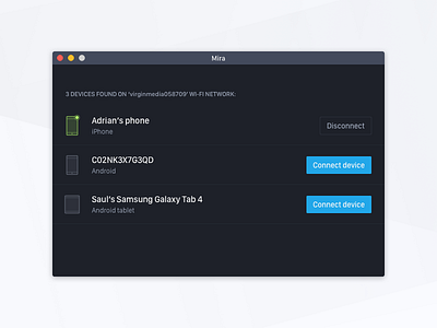 Mira: Desktop application android clean dark desktopp elegant icon ios mac sketch tool