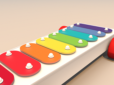Back to the childhood 3d c4d model render wallpaper xylophone