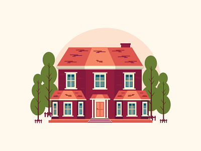 Redhouse colors cool house illustration minimal red simple