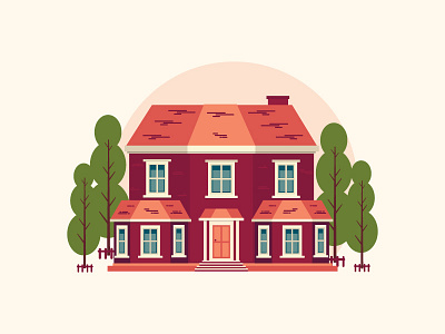 Redhouse colors cool house illustration minimal red simple