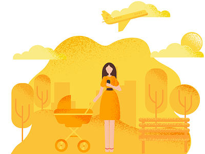 Yellow FAQ's airline illustration mother park plane trees yellow