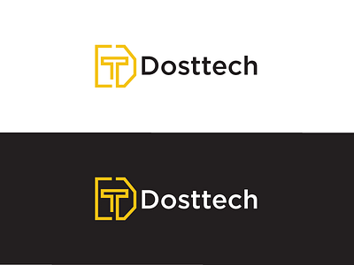 Dosttech Logo black connection friend logo tech technology yellow