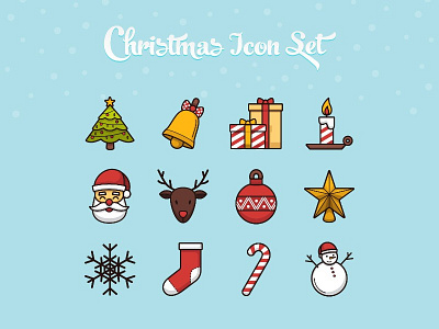 Christmas Icon Set box candle christmas christmas icon deer design holiday icon icon design santa snow star