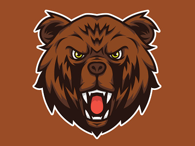 Bear Head Mascot Logo aggresive alaska angry animal bear beast carnivore character design esport fur game gaming grizzly head icon illustration logo mad mascot