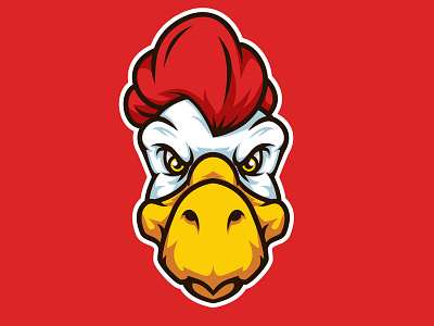Chicken Head Mascot Logo aggresive angry animal beast character chicken design esport fur game gaming head icon illustration logo mad mascot omnivore rooster savage