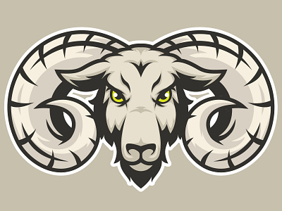 Goat Head Mascot Logo aggresive angry animal beast character design esport fur game gaming goat head herbivore horn horned icon illustration lamb logo mad