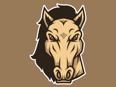 Horse Head Mascot Logo aggresive angry animal beast character design equine esport fur game gaming hair head herbivore horse icon illustration logo mad mascot