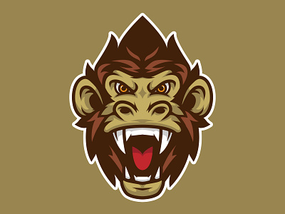 Monkey Head Mascot Logo aggresive angry animal ape beast character design esport fur game gaming head icon illustration jocko logo mad mascot monkey omnivore