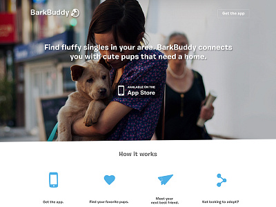 Landing page app dog product website