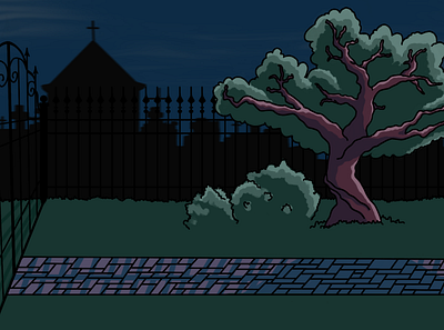 Garden background environment game design illustration