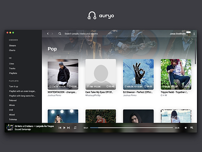 Pop chart page from Auryo - Soundcloud desktop client