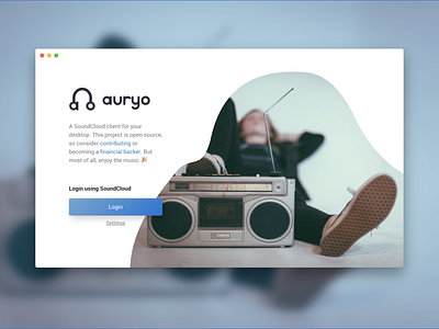 Login for Auryo auryo desktop desktop app login music soundcloud spotify stream streaming ui ux