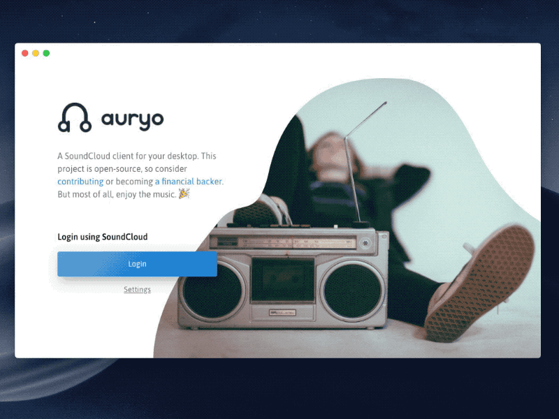 Onboarding flow for Auryo