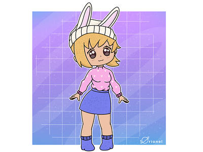 Girl with bunny ears by Orione 2d adorable anime art artwork bunny bunny girl chibi creative cute design illustration