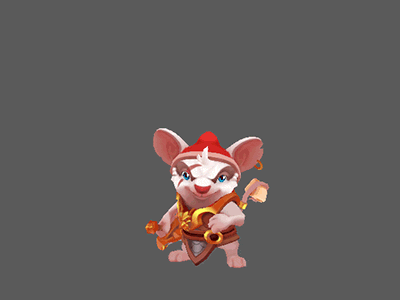 Silvertail spinds the blade 3d animation character chinese cute legend of solgard low poly mouse silver