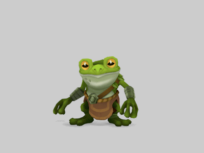 Proud Frog Dude 3d 3d animation animation character frog gif green legend of solgard low poly