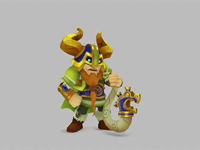 Heimdall trumphs 3d 3d animation animation character game green legend of solgard low poly