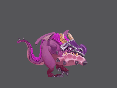 Running Wyrm 3d animation character dragon legend of solgard low poly maya monster purple wyrm
