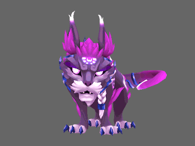 Duskpaw 3d animation branding cat character cute design graphic design logo low poly maya monster motion graphics purple ui