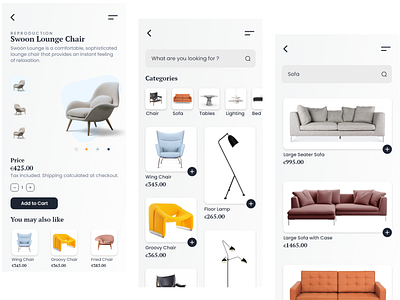 Furniture Shop App adobe xd app design application color design furniture mobile ui ux web