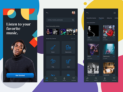 Music app adobe xd app app design application color design photoshop ui ux web