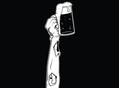 There's Always Time For Drinks apparel arm beer creative design digital illustration drinks illustration zombie