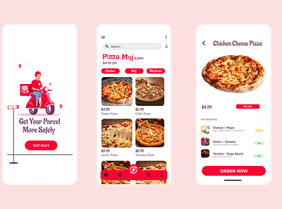 Pizza Moj - Food Delivery App UI UX Design figma graphic design mobile mobileapp ui ux