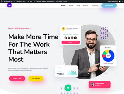 I will create a modern and clean responsive wordpress design 3d animation branding design design landing page graphic design illustration landing page logo motion graphics ui web design web development wordpress development
