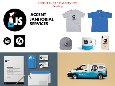 Accent Janitorial Services Branding branding corporate identity design flat illustration janitorial logo minimal