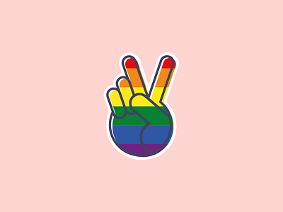 Pride hand illustration lgbt peace pride rainbow sticker
