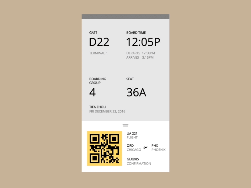 11of100 100dayproject ae boarding pass interface motion graphics uiux