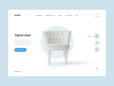 Refurbished furniture presentation clean design furniture interface ui