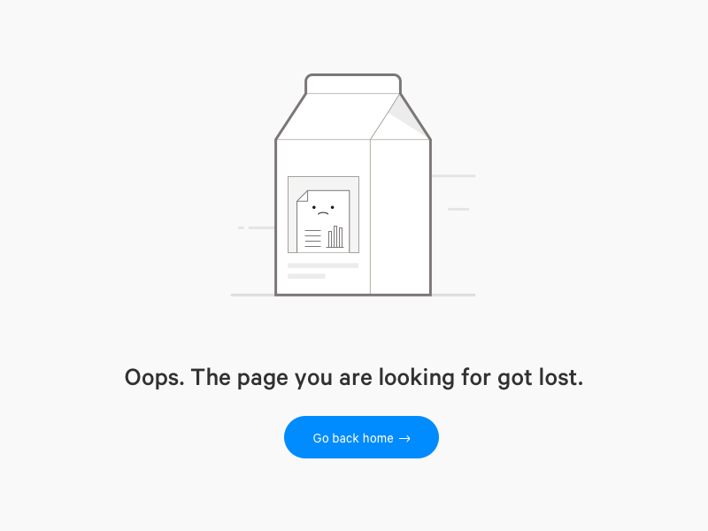 Simple 404 page illustration web 404 line cart milk illustration