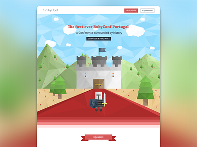 RubyConf Portugal is live! castle conference flat live low poly low poly ruby sketch speakers