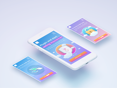 Colourful Slider colours gradient illustration intro mobile onboarding slider ui