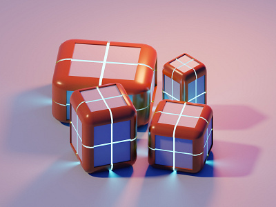 Futuristic boxes illustration in Blender