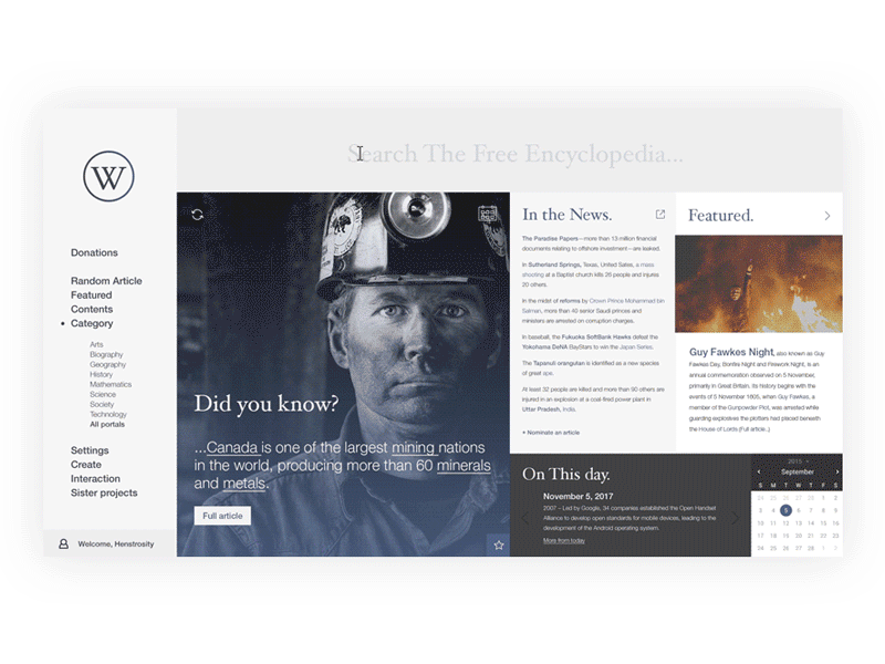 Wiki Welcome! conceptual redesign motion wikipedia animation web design ui animation