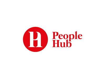 People Hub Identity application brand corporate editorial elegant human resources idenitiy juxtaposition lettermark logo merge red simple typeface