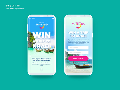 Daily UI Challenge #001 - Contest Registration (Screens) app contest dailyui dailyui001 illustration interaction register form ui uiux ux